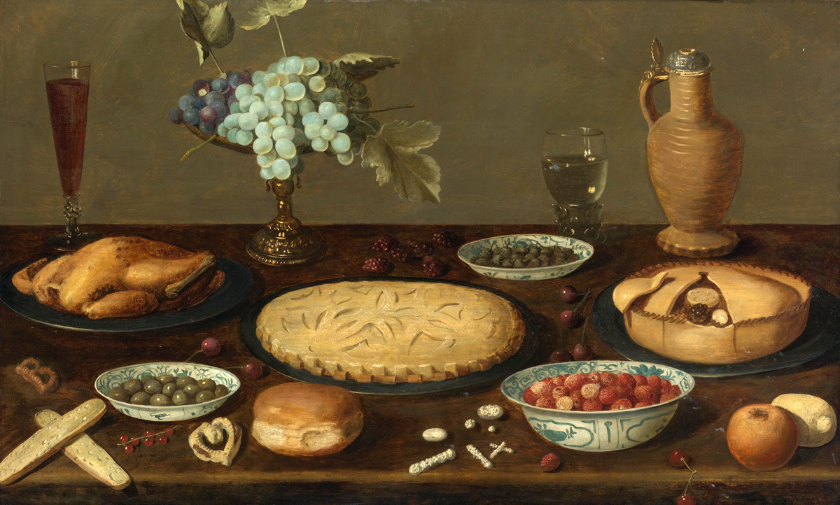 still life with meat pies